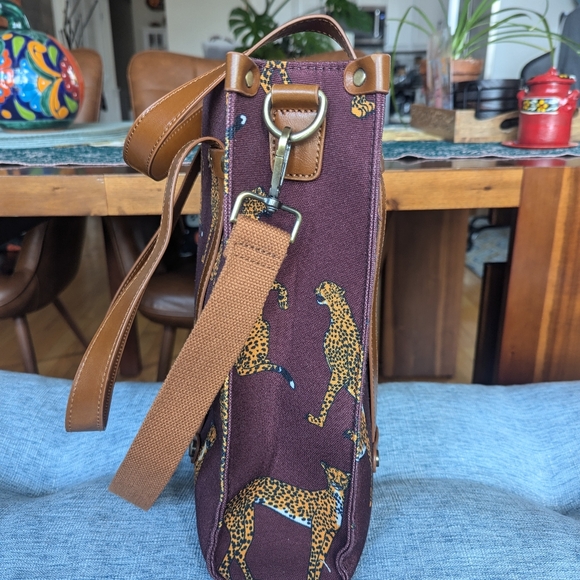Like New ModCloth Canvas Tote Bag RARE LEOPARD Satchel Purse Messenger - Picture 5 of 6